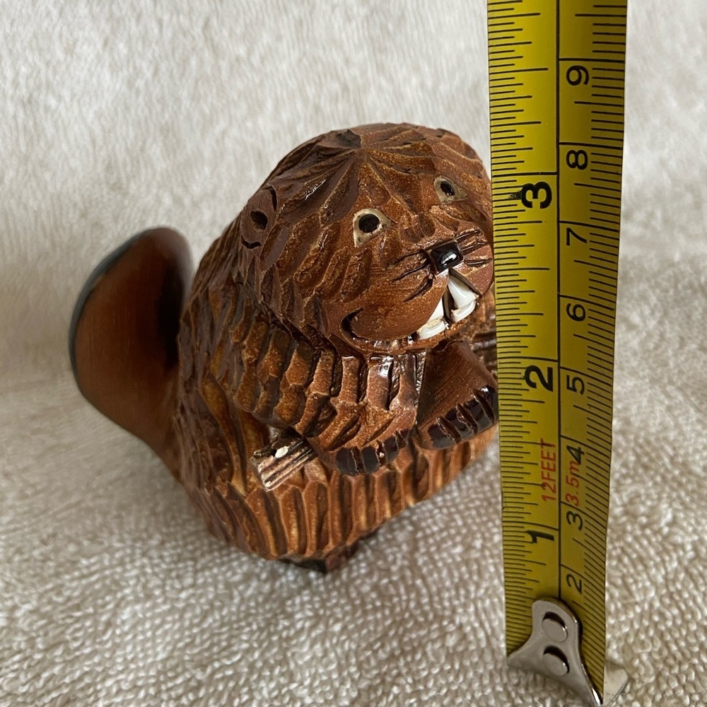 🩵 Artesania Rinconada Beaver #71 Hand Carved Clay Cute Animal Holding Sticks - Picture 7 of 9